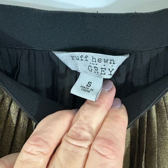 Ruff Hewn Grey Gold Shimmer Elastic Waist Skirt - Picture 3 of 6